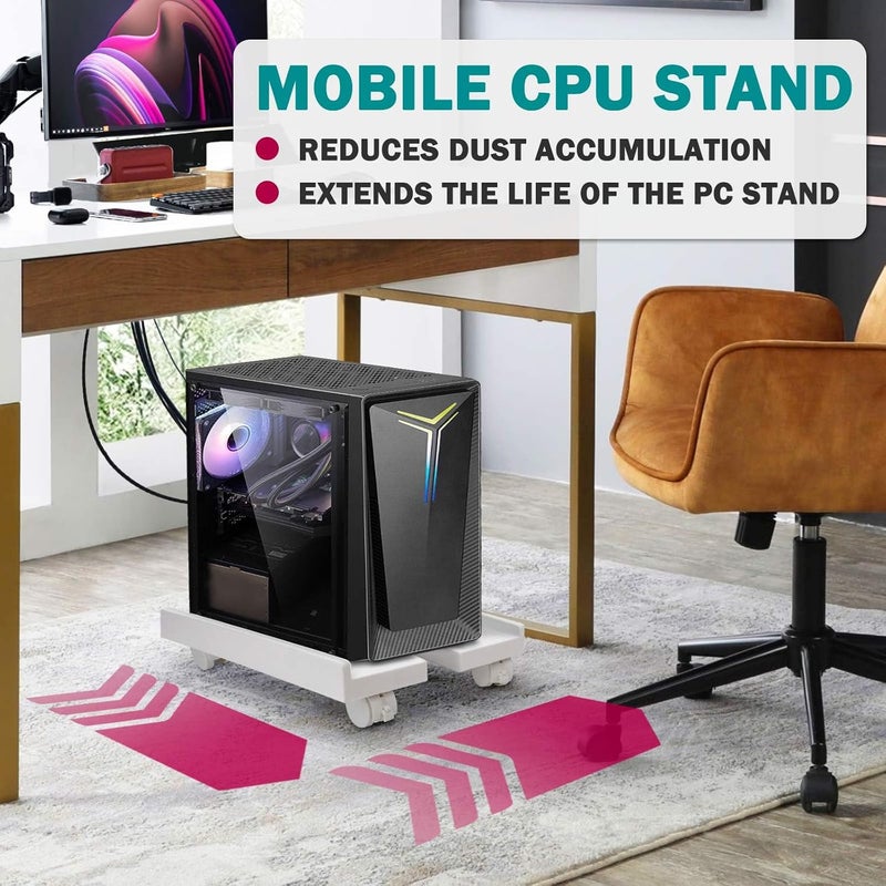 Seloom PC Stand Computer Tower Stand, Adjustable Mobile CPU Stand, Heavy-Duty Desktop Stand with Rolling Caster Wheels, PC Riser Fits Most PC Gaming Desk Office - Image 4
